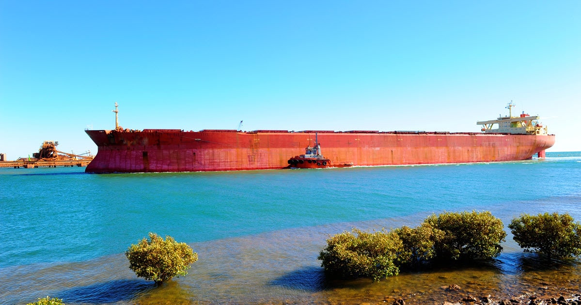 A shipping vessel off the coast of Port Hedland in Western Australia.