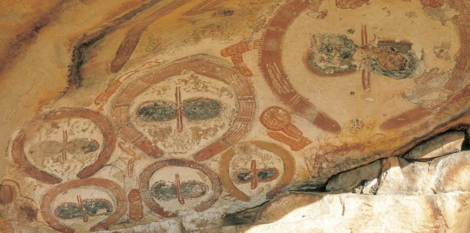 Ancient Aboriginal Rock Art Paintings on the walls of rocks