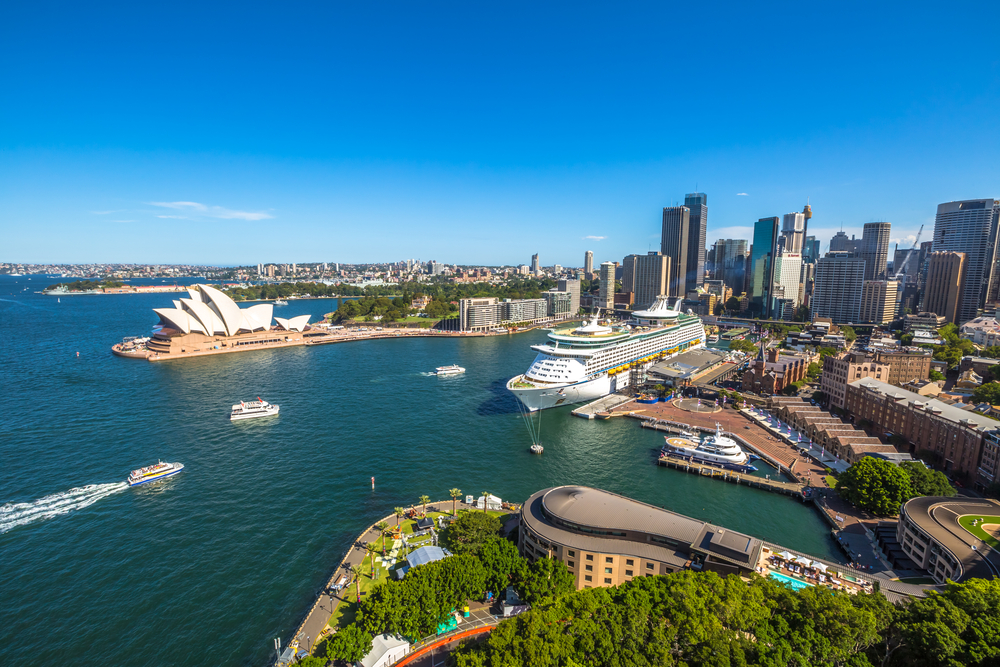 A drone image of the Sydney Harbour