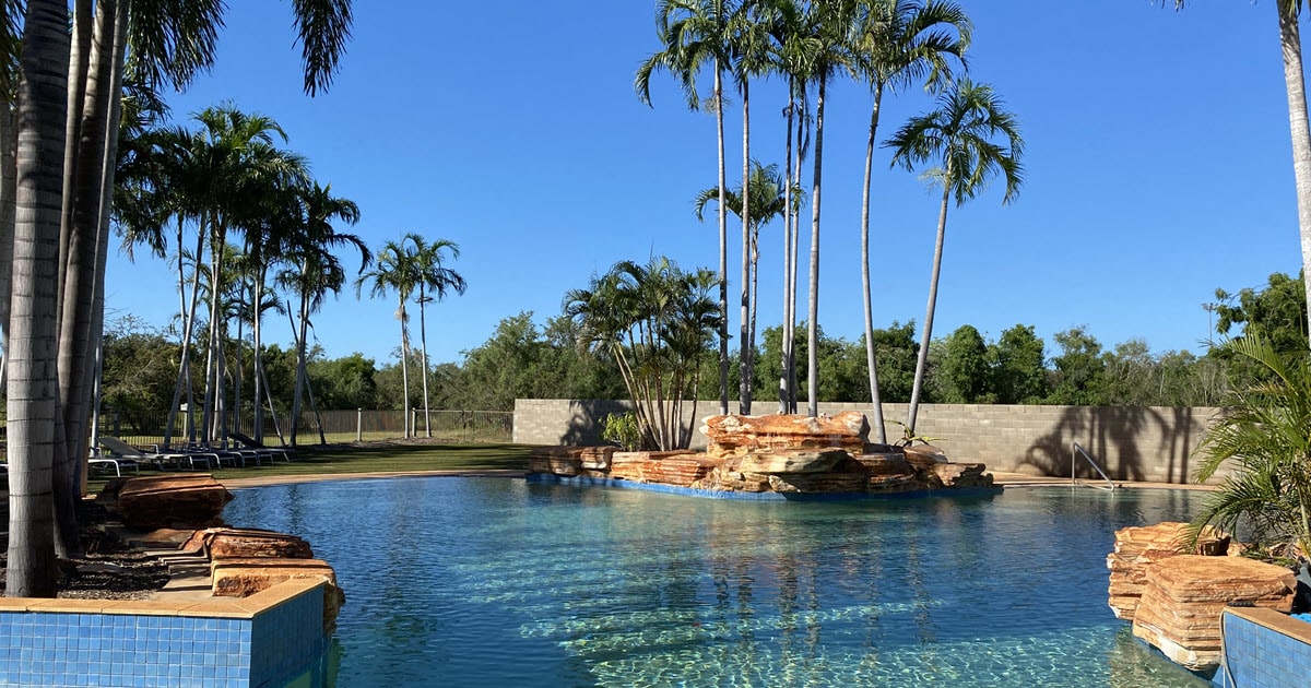 The resort-style pool available at Broome Caravan Park.