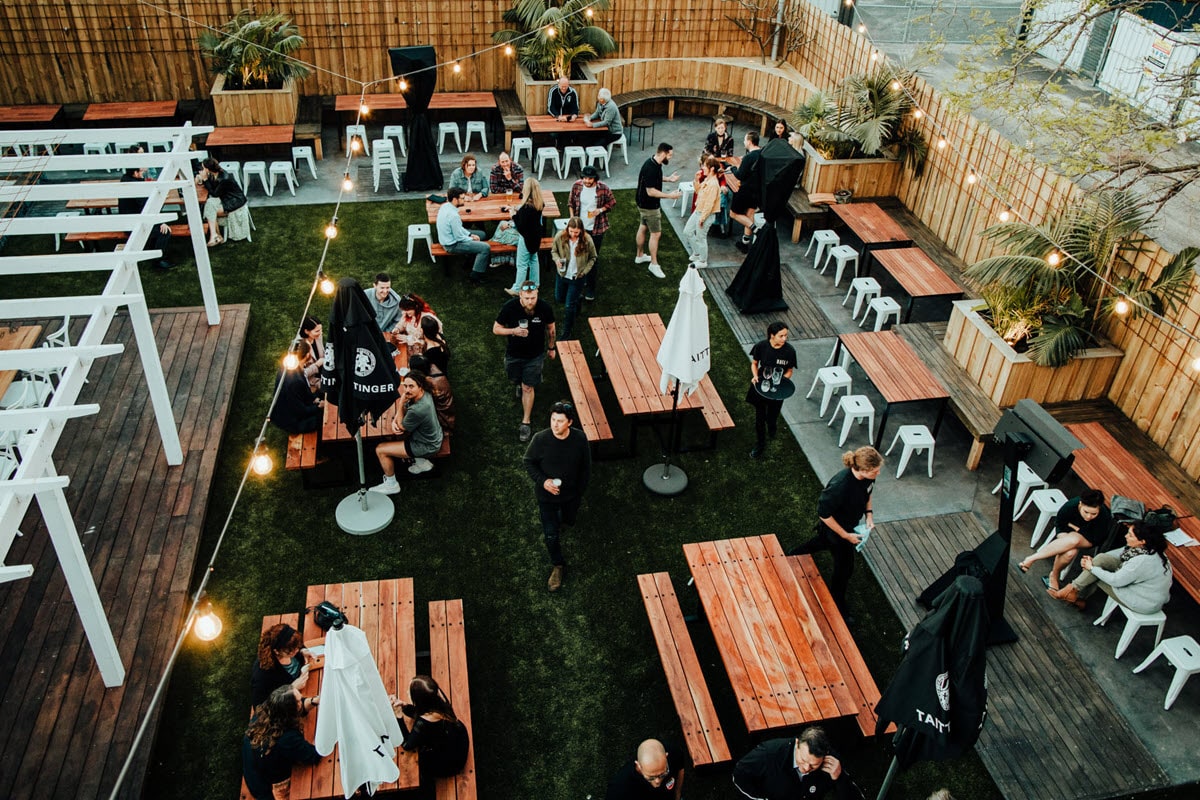  Enjoy the beer garden and rooftop bar at Hally’s in Busselton, WA.