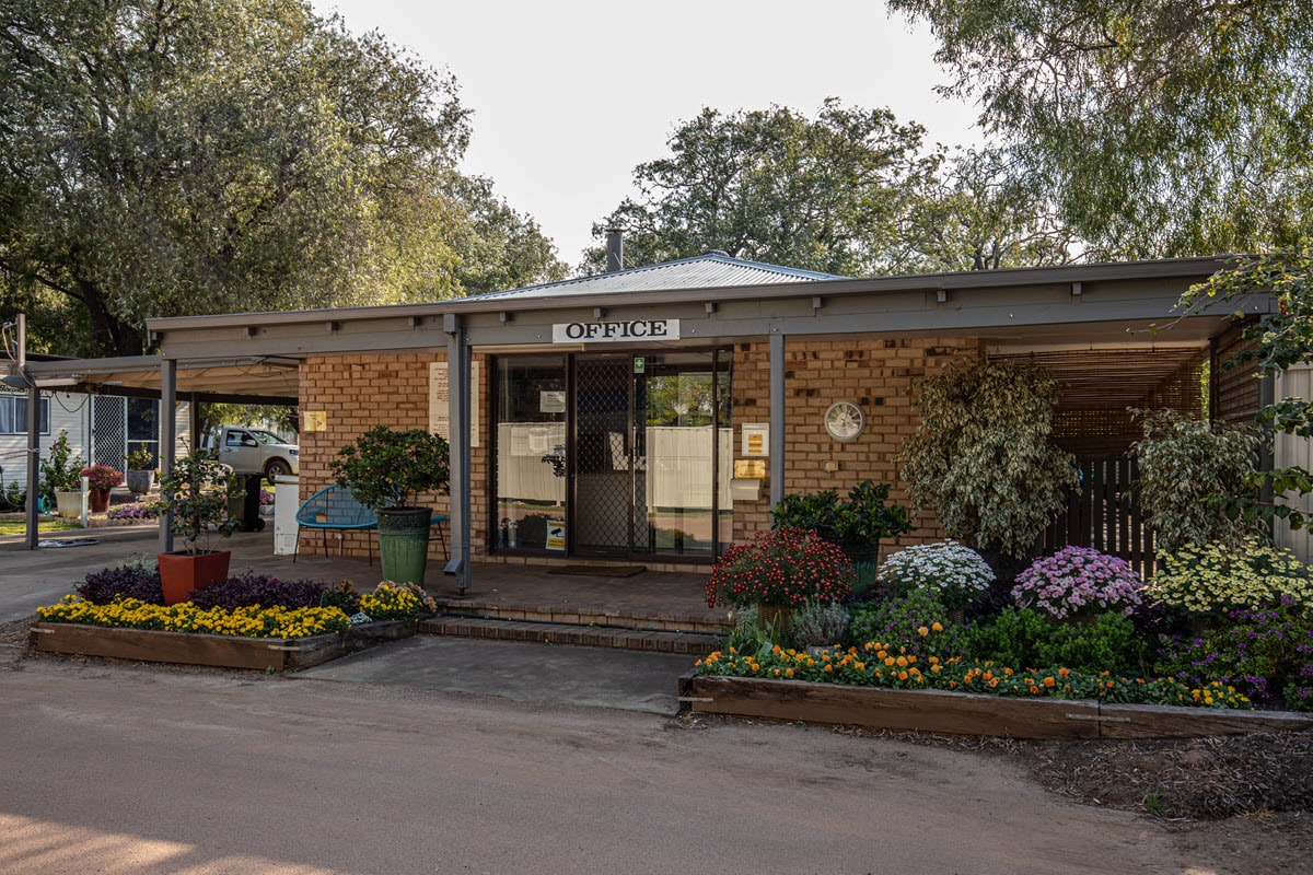 The entrance at Busselton Lazy Days Caravan Park.