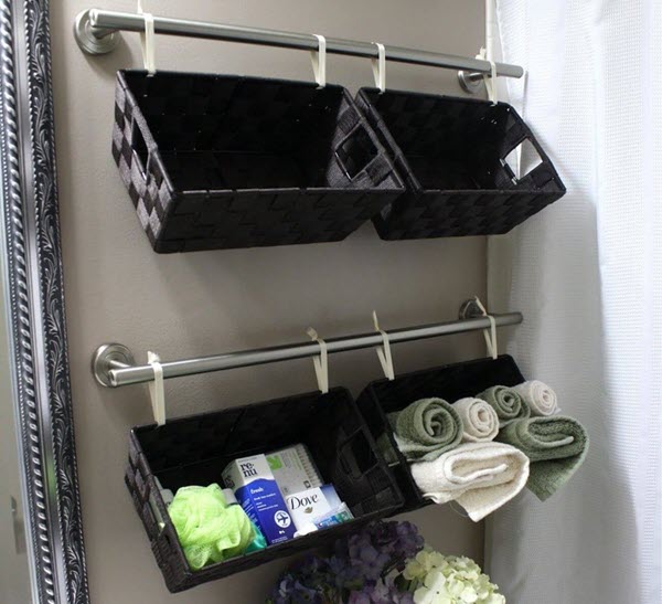 Mesh Shower Caddy Curtains Organizer - Hanging Bathroom Shower Curtain Rod / Liner Hooks Accessories with 6 Pockets Save Space in Small Bathroom Tub 4