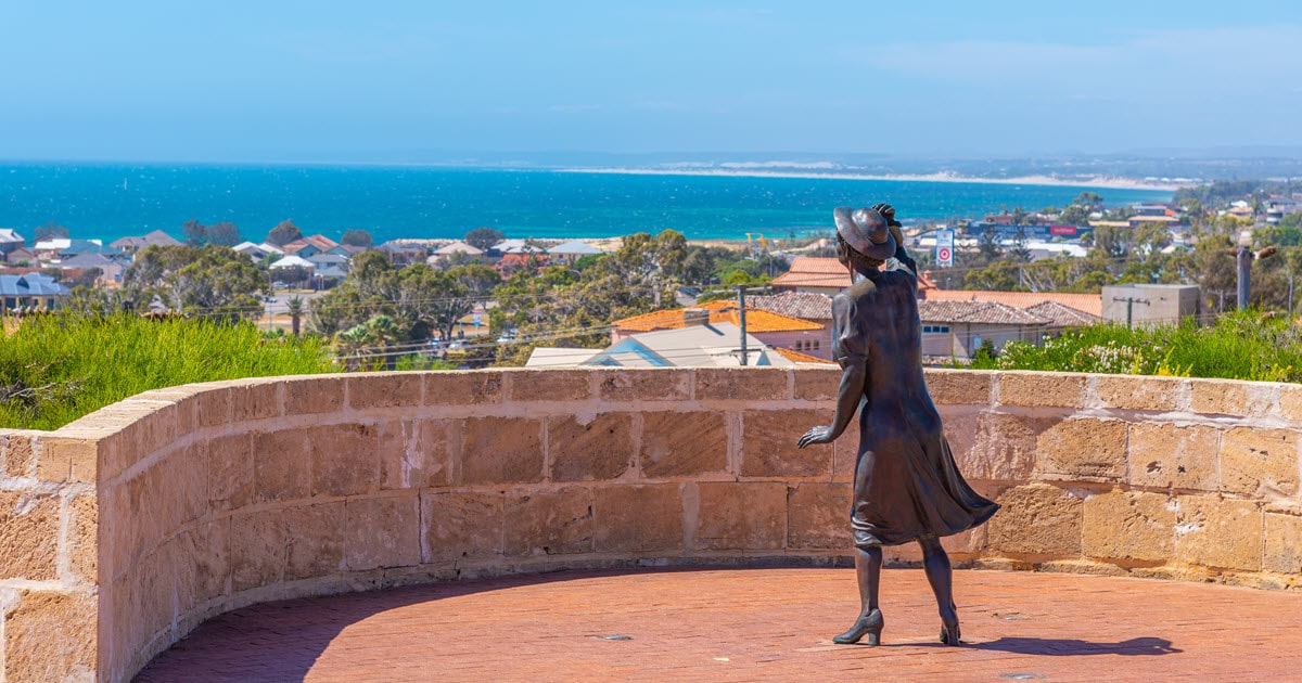 The ‘Waiting Woman’ Statue at HMAS Sydney Memorial in Geraldton, Western Australia.