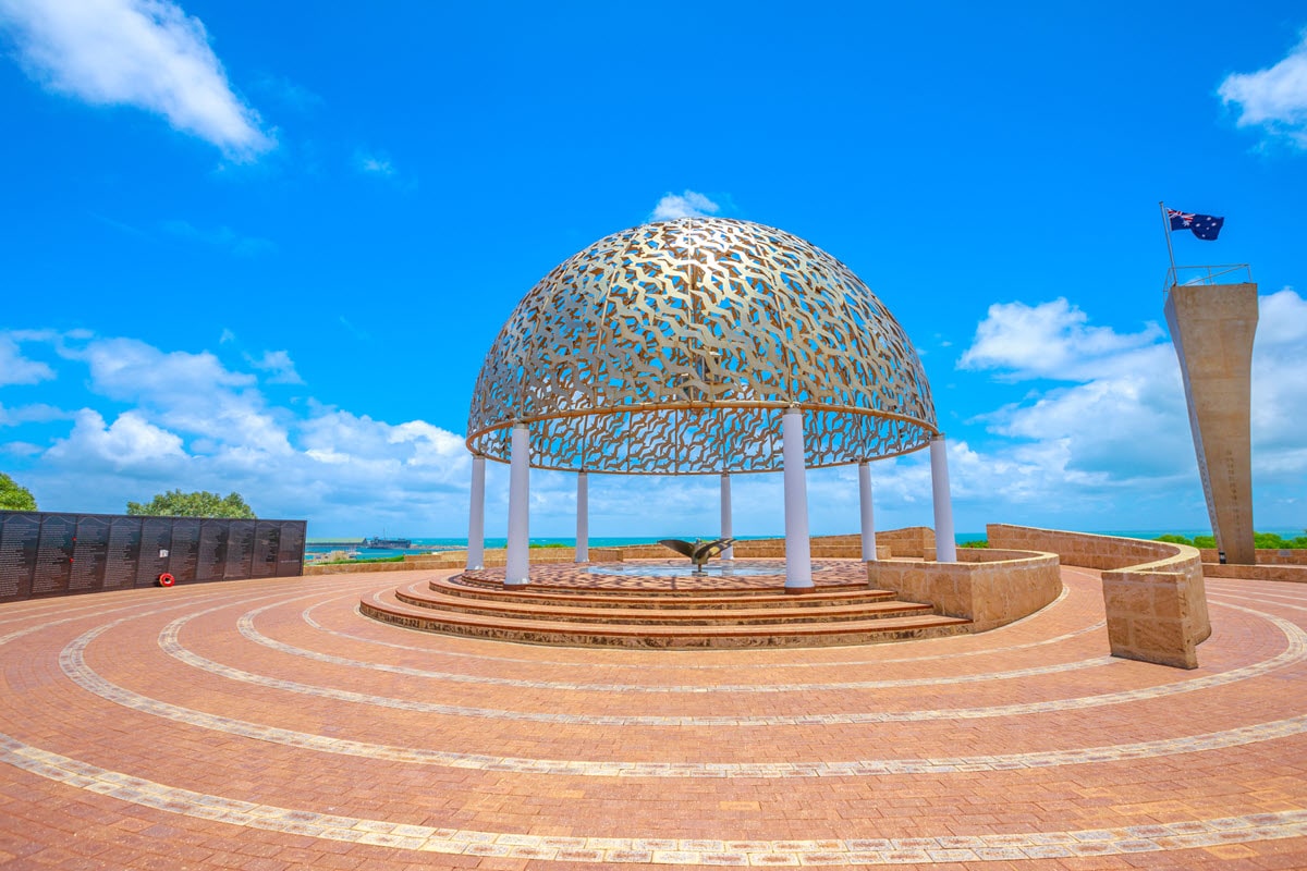 HMAS Sydney II Memorial in Geraldton on a clear sunny day.