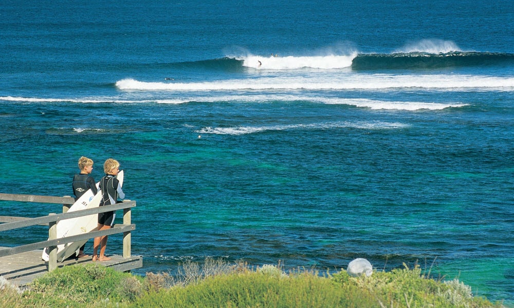 young surfers at surfers point, margaret river