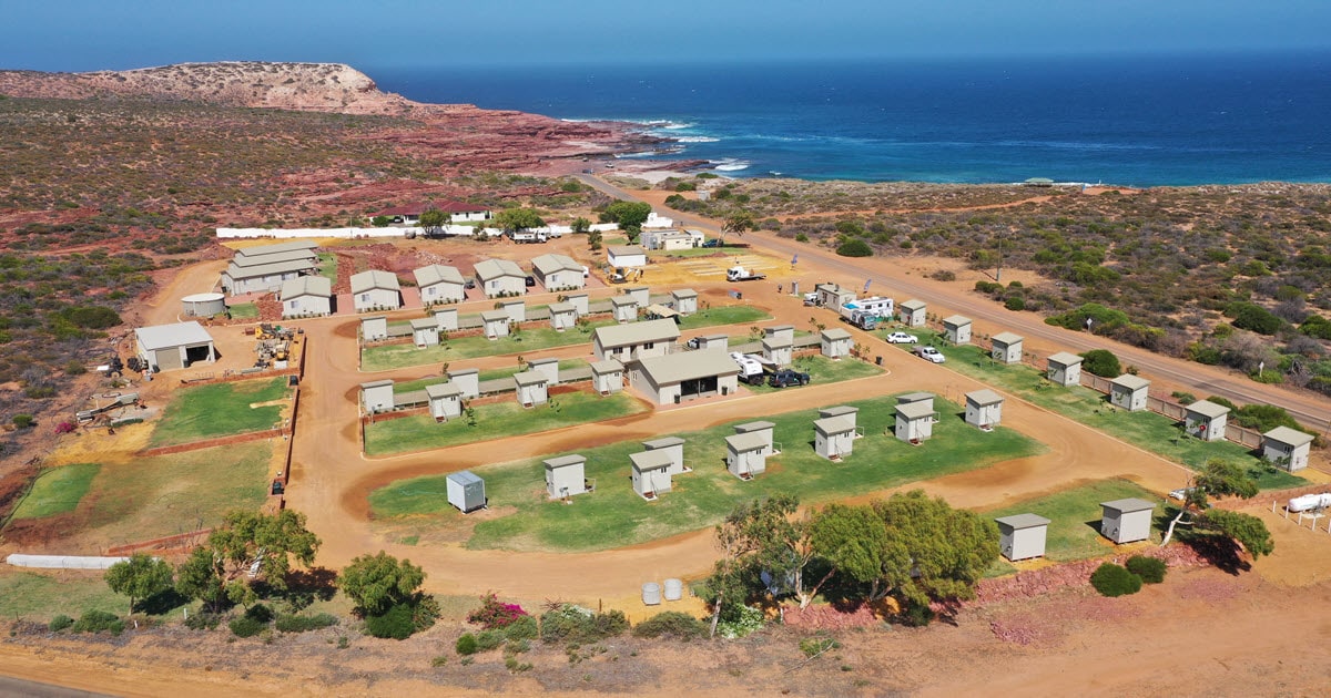 View of accommodation available at Red Bluff Tourist Park in Kalbarri, WA.