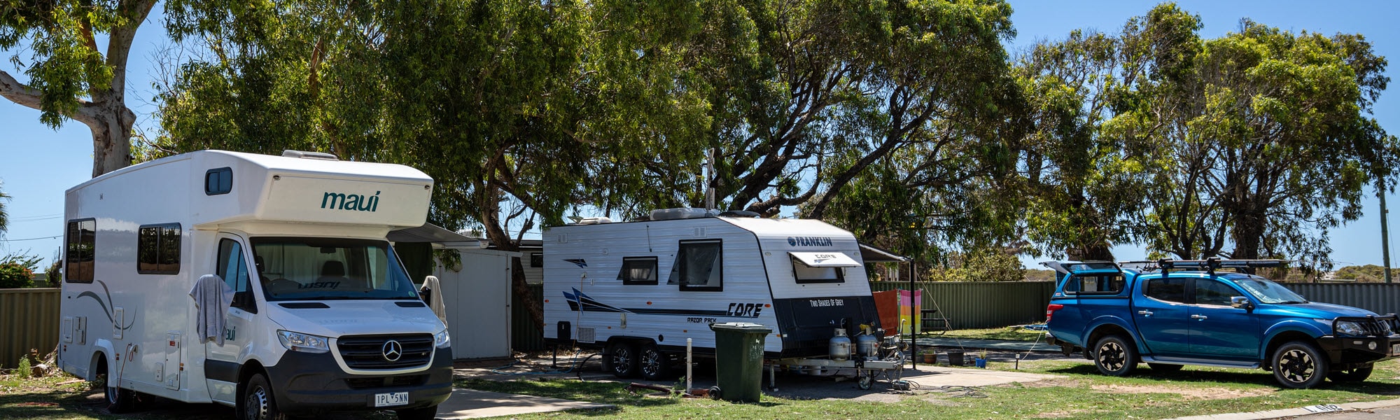 aravans parked at Geralton Belair Gardens Caravan Park.