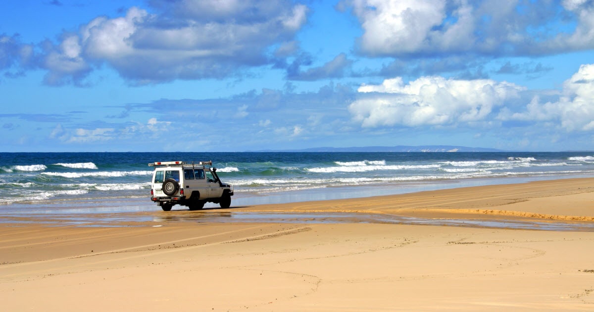 4WD travelling on beach to Little Bay in Horrocks, WA.