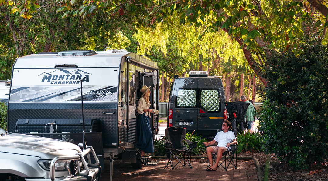 Powered ensuite camping sites at Margaret River Tourist Park in WA.