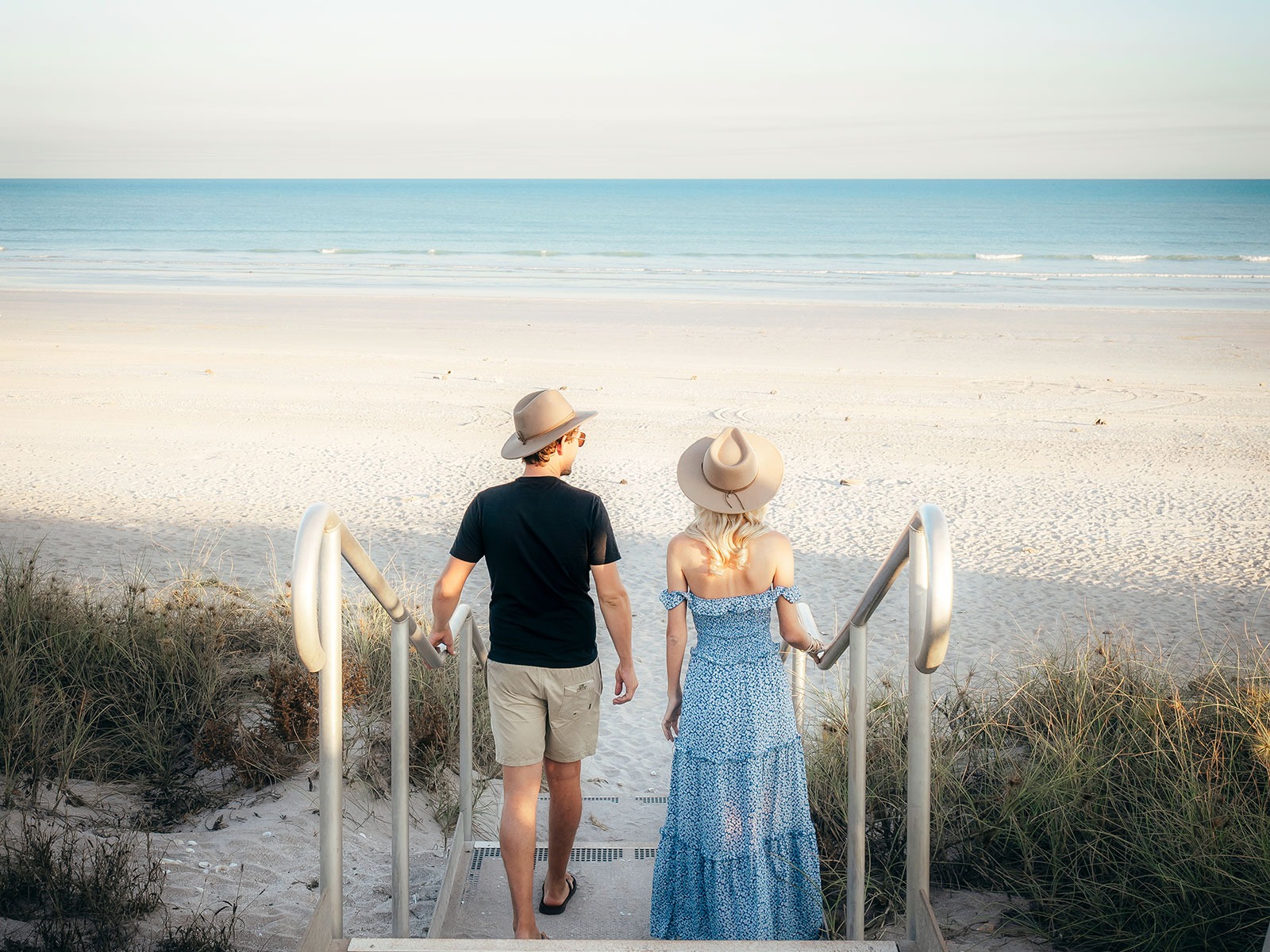 Couple walking on the beach