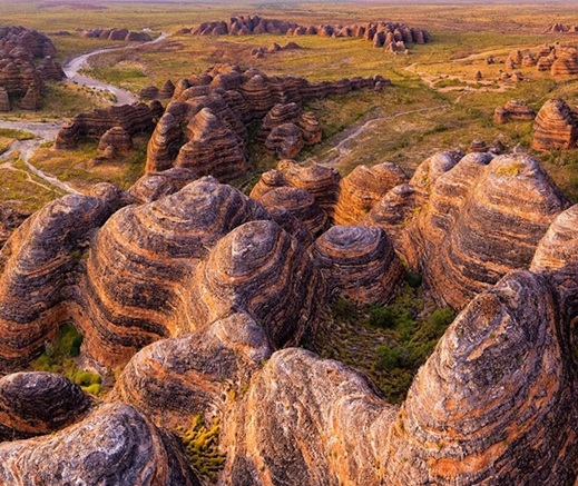banded sandstone mountain ranges